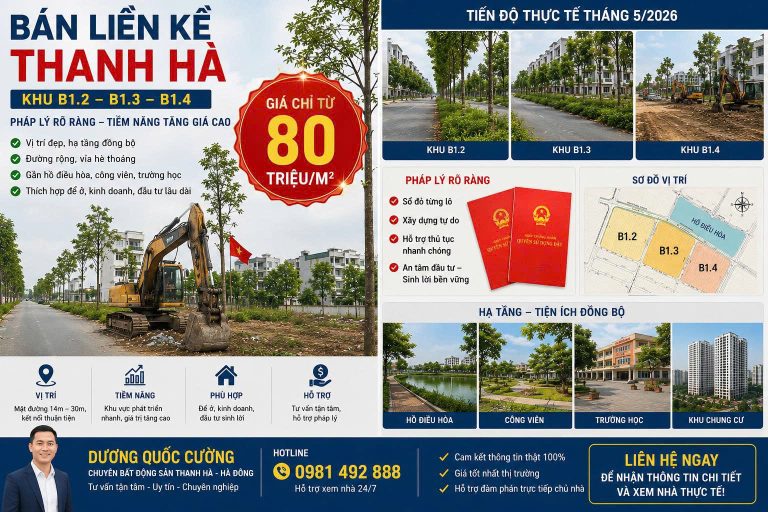 Bán Liền Kề Thanh Hà Cienco 5 Giá Rẻ Quỹ Căn Đẹp Mới Nhất 2026